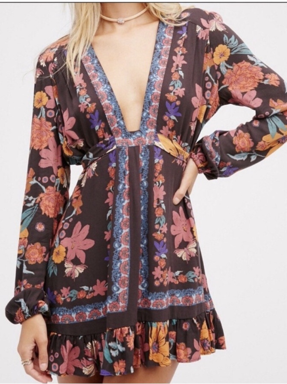 Free People Violet Hill Printed Tunic Top 0